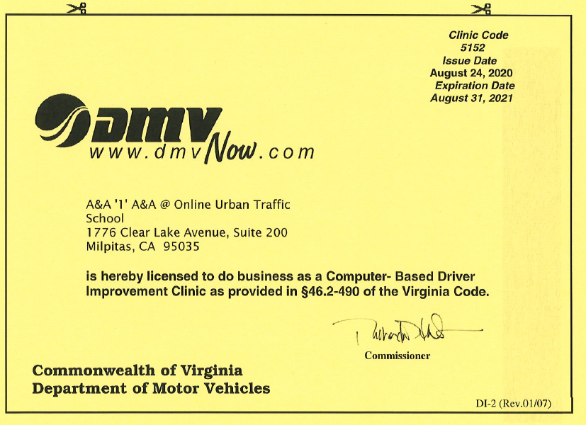 10 Dollar Mature Drivers DMV Traffic School License
